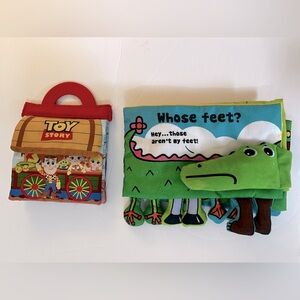 Melissa & Doug Soft Activity Baby Book- Whose Feet, Toy Story Fabric with Handle